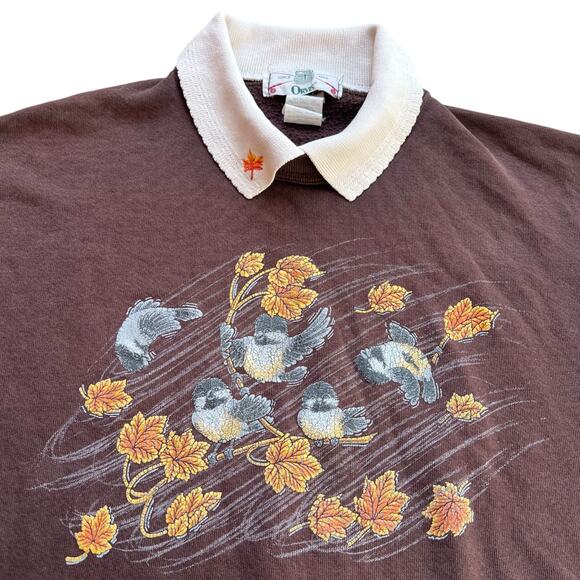 Orvis Windy Bird Fall Leaves Scene Sweatshirt Sz M - Picture 4 of 5